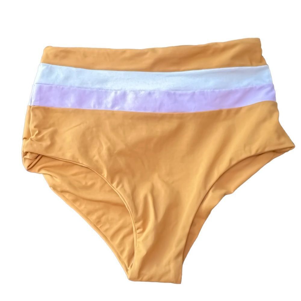 L space high waisted bikini bottom ladies size small orange stripe